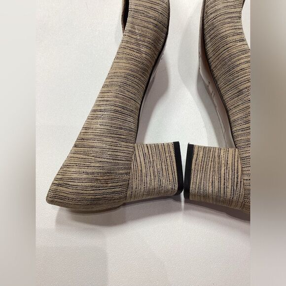 Aquatalia Phoebe Nubuck Suede Block Heel Pumps – Tan Brown Striped, Size 9.5 - Picture 9 of 15